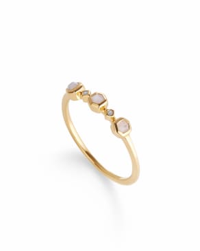 Davie 18k Gold Vermeil Band Ring in Rainbow Moonstone